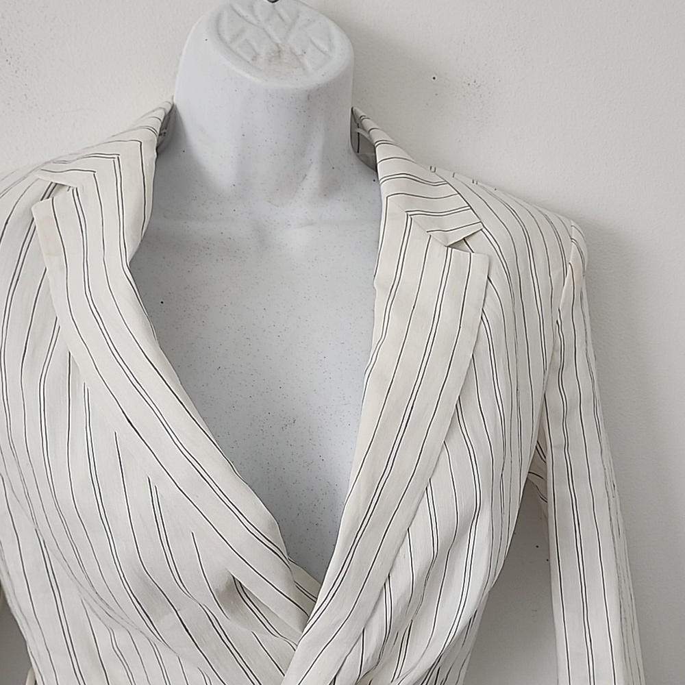 ZARA Womens Long Sleeves Linen Blend Short Cropped Blazer Jacket Size XS - Picture 7 of 15